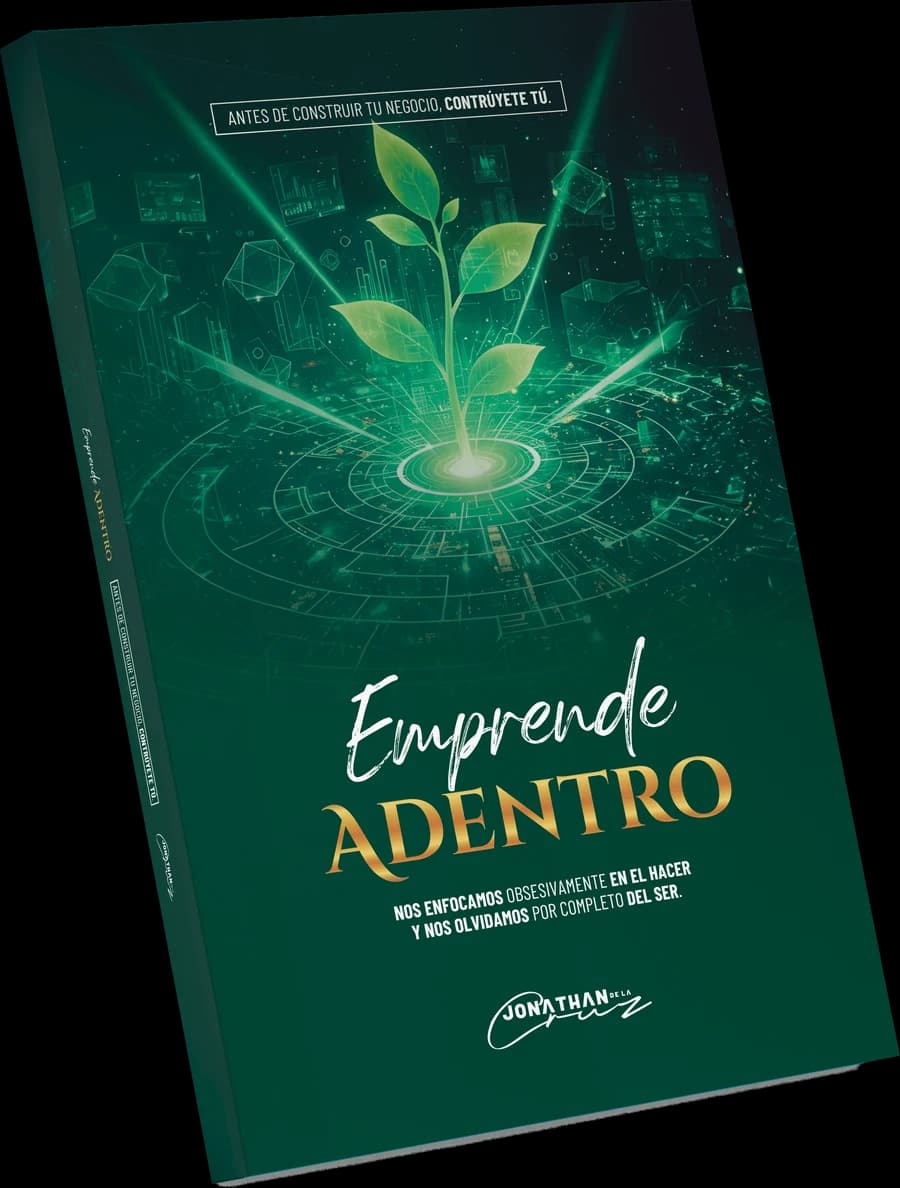 Mockup 3D del libro Emprende Adentro, de Jonathan de la Cruz